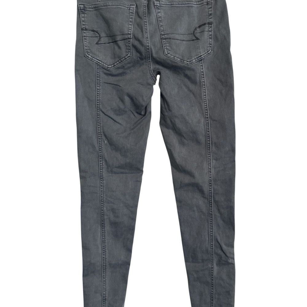 American Eagle Gray Forward Seam Skinny Jeans High Waisted Stretch Size 4 - Picture 9 of 11